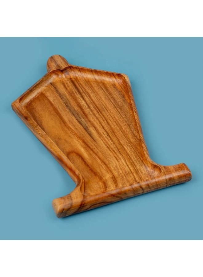 طبق تقديم كبير على شكل فانوس خشبي - بني